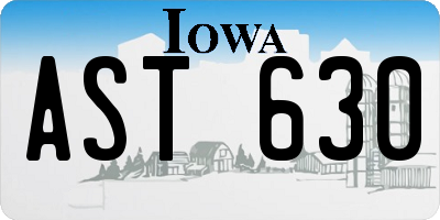 IA license plate AST630