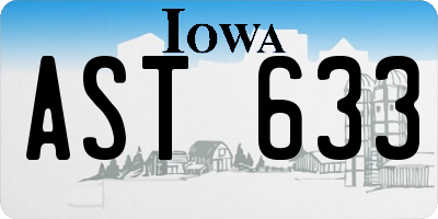 IA license plate AST633