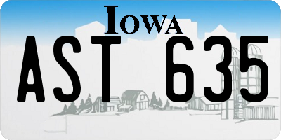 IA license plate AST635