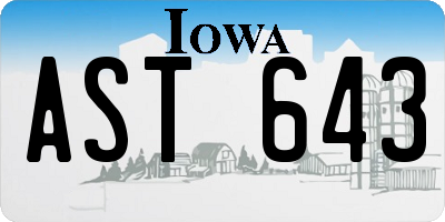 IA license plate AST643