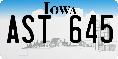 IA license plate AST645