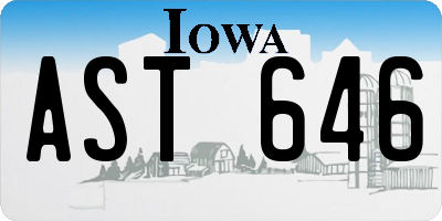 IA license plate AST646