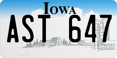 IA license plate AST647