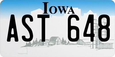 IA license plate AST648