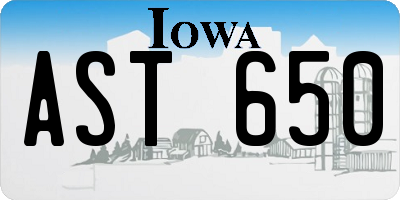 IA license plate AST650
