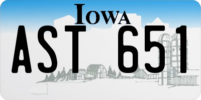 IA license plate AST651