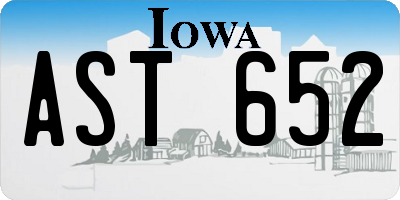 IA license plate AST652