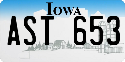 IA license plate AST653