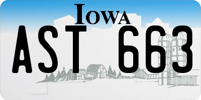 IA license plate AST663