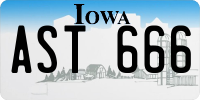 IA license plate AST666