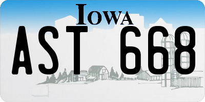 IA license plate AST668
