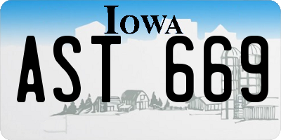 IA license plate AST669