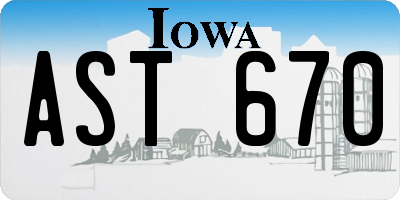 IA license plate AST670
