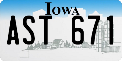 IA license plate AST671
