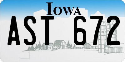 IA license plate AST672