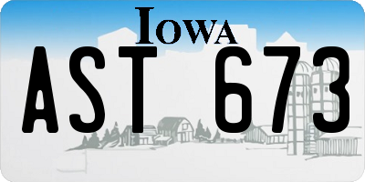 IA license plate AST673