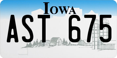 IA license plate AST675