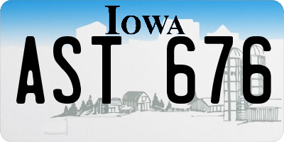 IA license plate AST676