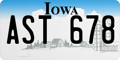 IA license plate AST678