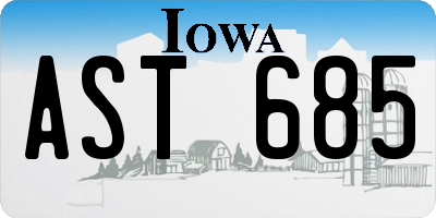IA license plate AST685