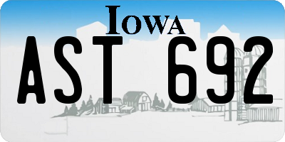 IA license plate AST692
