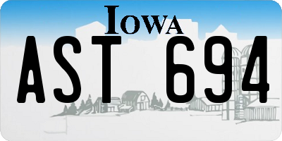 IA license plate AST694