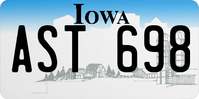 IA license plate AST698