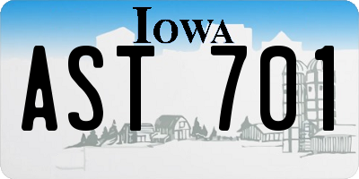 IA license plate AST701