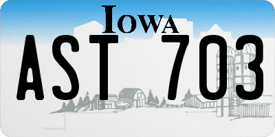 IA license plate AST703