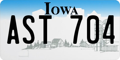 IA license plate AST704