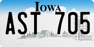 IA license plate AST705