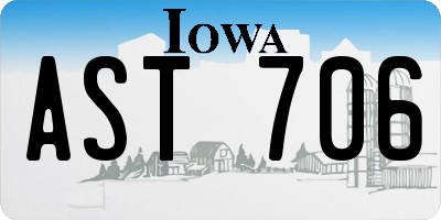 IA license plate AST706