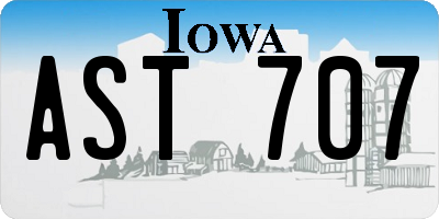 IA license plate AST707
