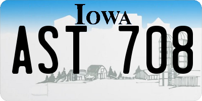IA license plate AST708