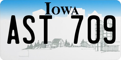 IA license plate AST709
