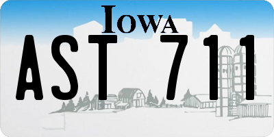 IA license plate AST711