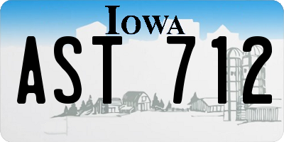 IA license plate AST712