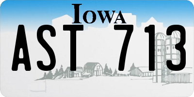 IA license plate AST713