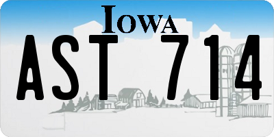 IA license plate AST714