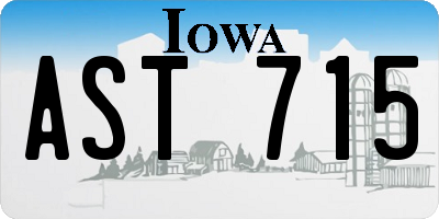 IA license plate AST715