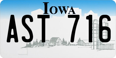 IA license plate AST716