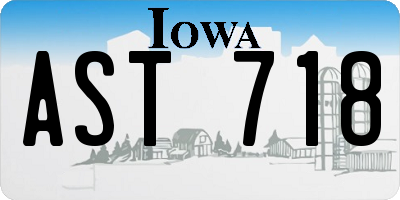 IA license plate AST718