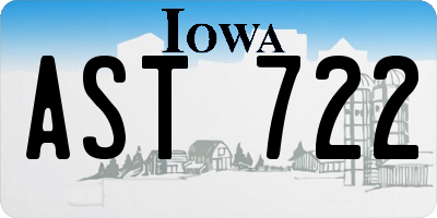 IA license plate AST722