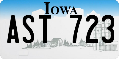 IA license plate AST723