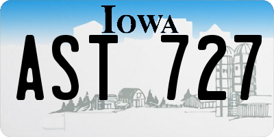 IA license plate AST727