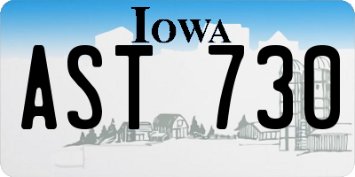 IA license plate AST730