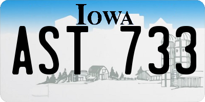 IA license plate AST733