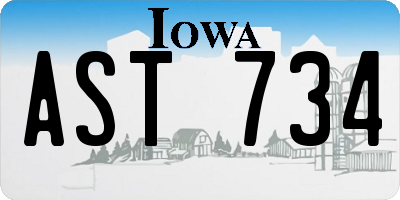 IA license plate AST734