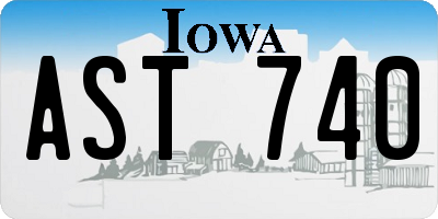 IA license plate AST740