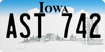 IA license plate AST742